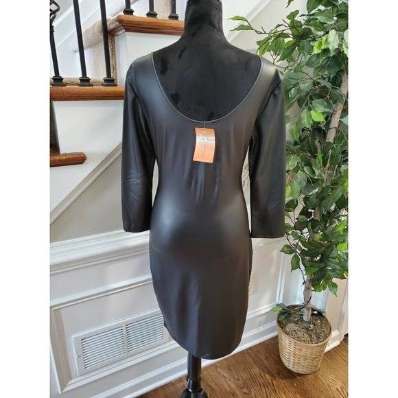 Swoon Women's Solid Black Polyester Scoop Neck Long Sleeve Knee Length Dress M - Picture 7 of 10